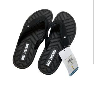Two pairs of men’s reel legends flip flops, size 9.